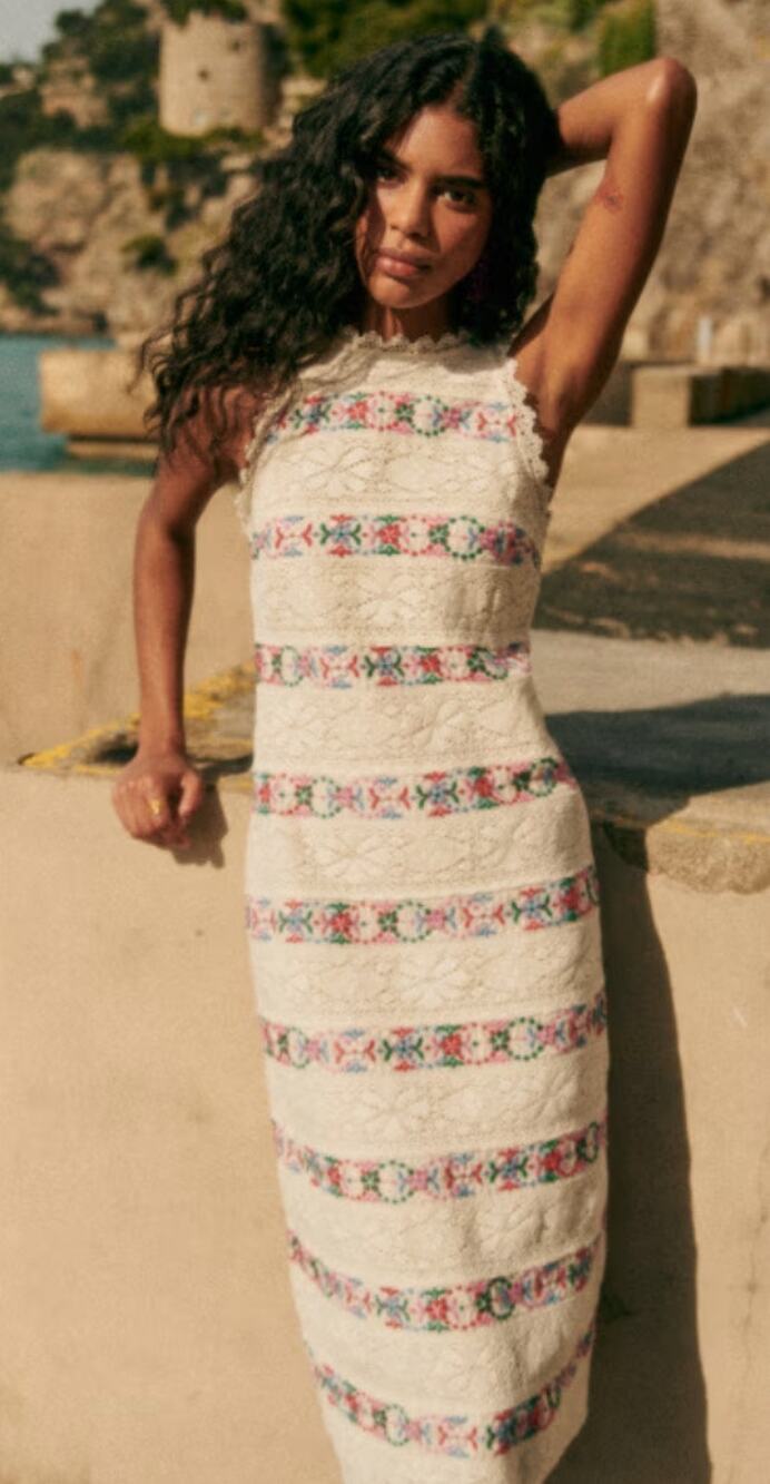 Sézane Women’s Reneka Dress in the Multico Embroidery colorway Size 4
